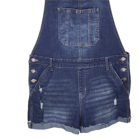 Jordache Vintage Distressed Bib Overall Denim Shorts size XXL - Picture 3 of 10